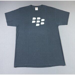 Rare Vintage Y2K Blackberry BBM Secure Mobile Smart Phone Promo Black Tee Medium